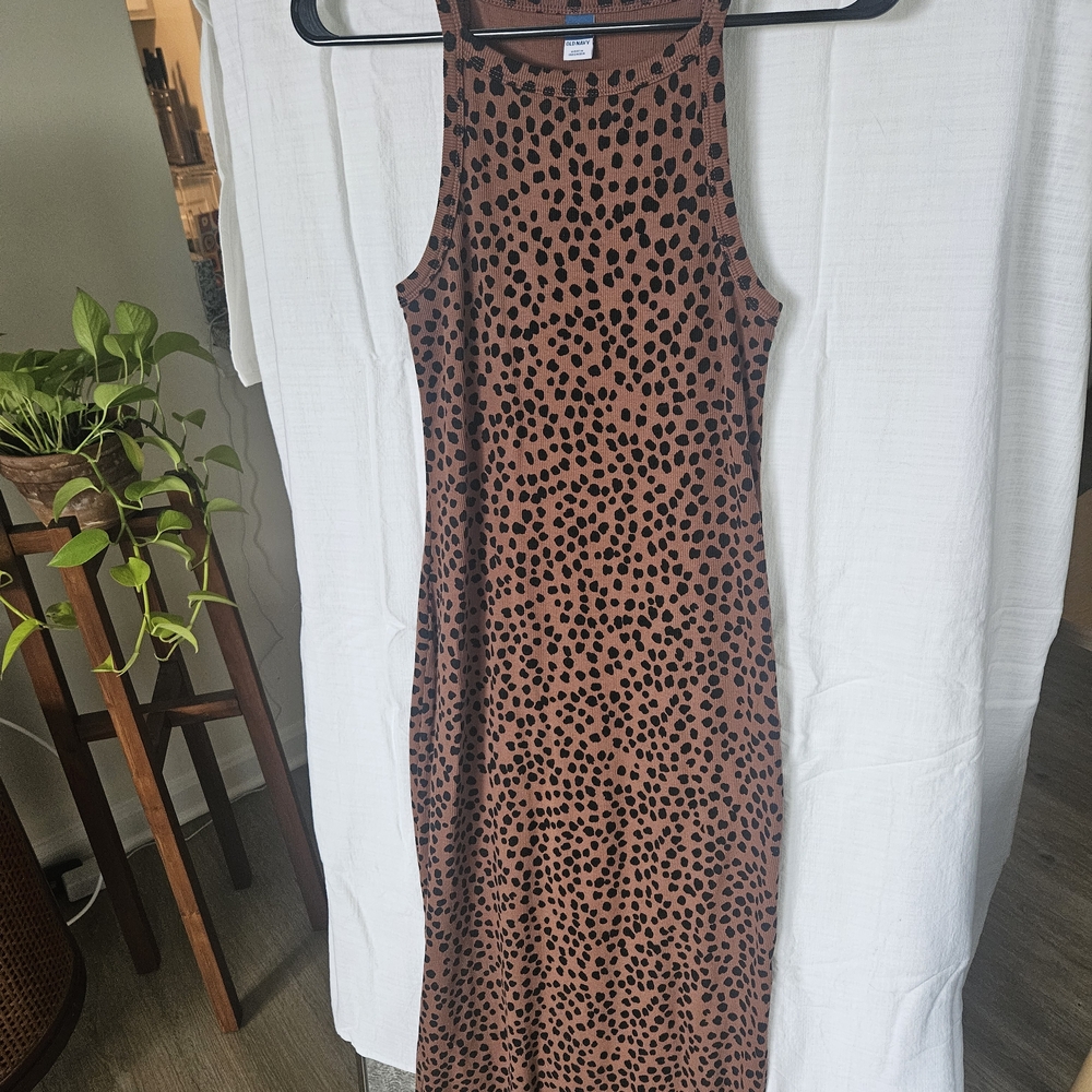 Old Navy Brown and Black Midi Dress